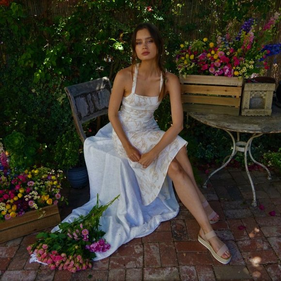 THIRD FORM BOUQUET LACE BACK SLIP DRESS IN FLOWER - Picture 4 of 17